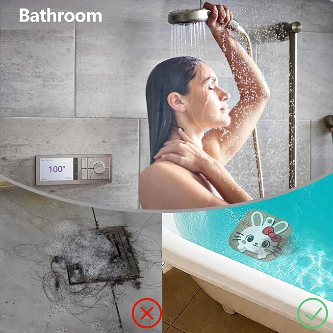 2-in-1 Silicone Shower Drain Hair Catcher & Bathtub Drain Cover, Hair Stopper for Bathroom, Tub, Sink, Kitchen, Laundry - Prevents Clogs and Unpleasant Smells (2, Pink)