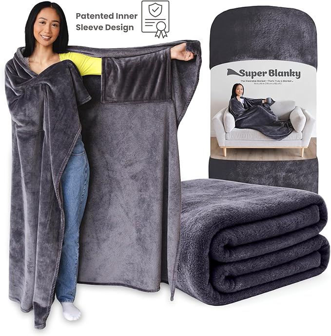 Super Blanky Wearable Blankets for Women, Adult Wearable Blanket Men, Mother's Day Gifts for Her, Wife Birthday Gift Ideas