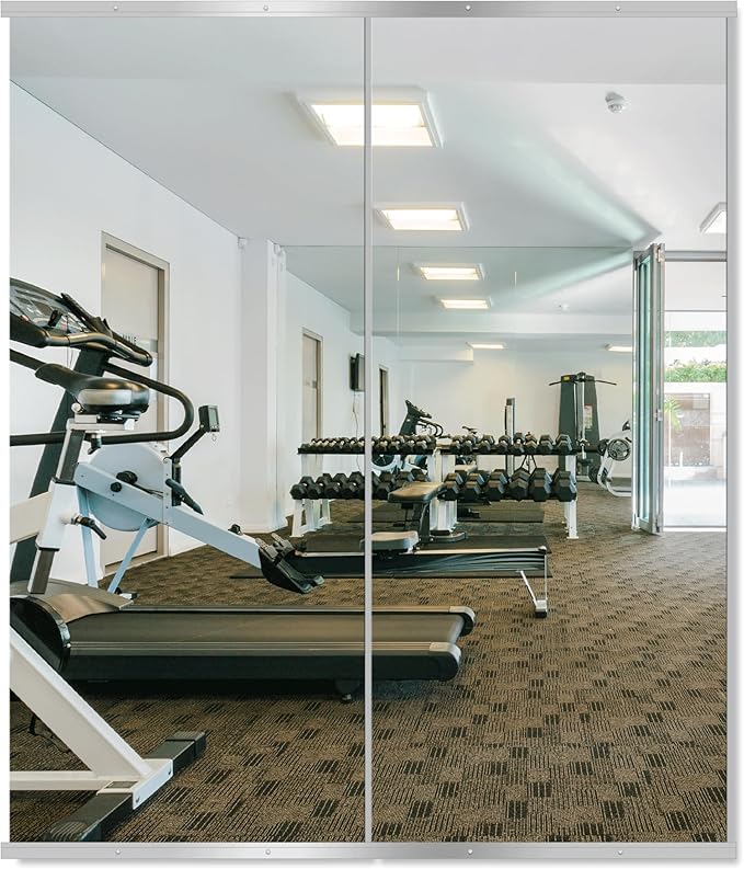 Delma Home Gym Mirror, 60''x25''x2PCS Silver | Large Full Body, Tempered Glass Frameless, Wall-Mounted, For Gym, Yoga, Garage, Bedroom, Bathroom