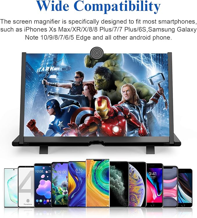 16" Screen Magnifier for Cell Phone,Fanlory 3D HD Magnifying Projector Screen Enlarger for Movies, Videos and Gaming, Foldable Phone Stand with Screen Amplifier,Gifts for Mom Dad & Family