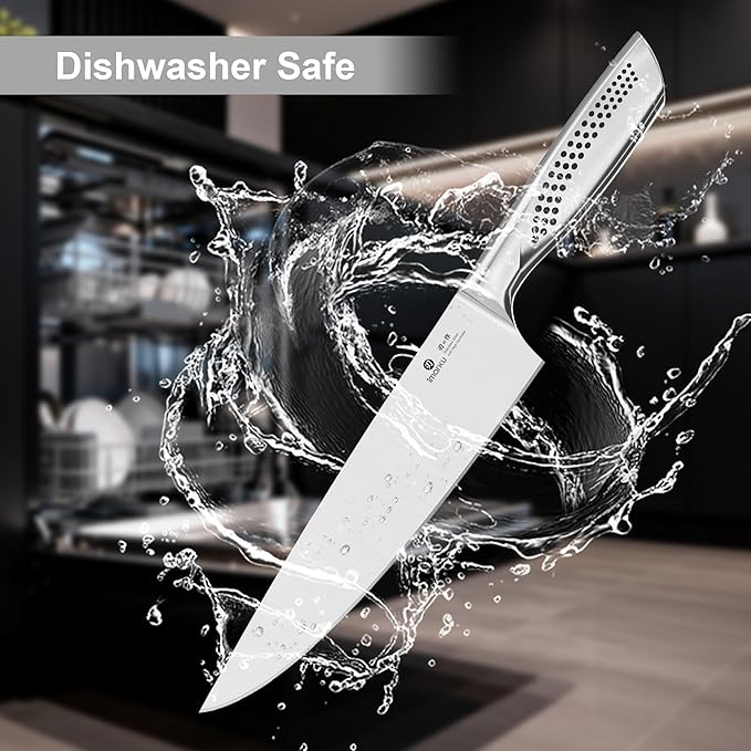 imarku 15-Piece Knife Set with Block, High Carbon Stainless Steel Kitchen Knives with Built-in Sharpener, Dishwasher Safe, Ergonomic Non-Slip Handle, Perfect for Home Cooks & Chefs, Black