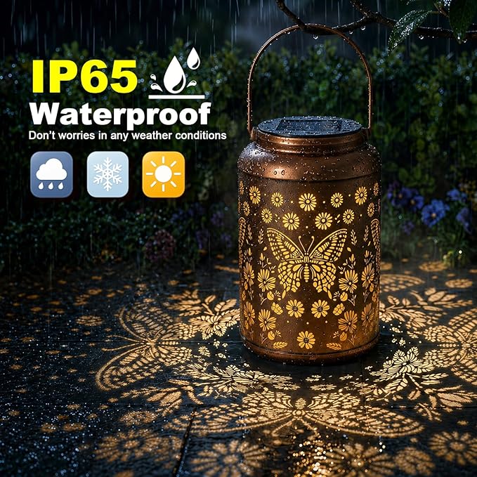 Mothers Day Gifts for Women Mom Grandma, Birthday Gifts Butterfly Solar Lights Outdoor Waterproof, Decoration Outside for Outdoor, Yard, Garden Decor Butterflies Solar Lantern
