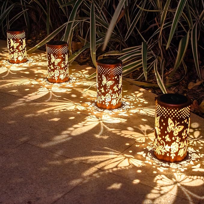 Mothers Day Gifts, 2 Pack Butterfly Birthday Gifts for Women Mom Grandma Solar Lanterns Outdoor Waterproof Garden Decor Hanging LED Decorative Light for Patio Yard Lawn Gardening Gifts