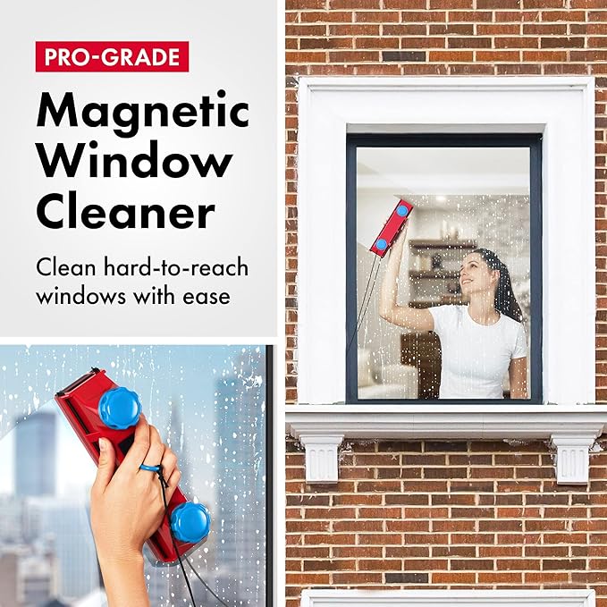 Tyroler Magnetic Window Cleaner The Glider D3 AFC + Extra 2 Microfiber Cloths Bundle: for 0.1-1.1" Thick Windows with a Premium Replacement Microfiber Cleaning Cloths