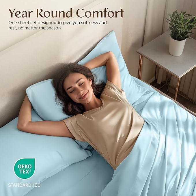 Utopia Bedding Twin Sheet Set – 3 Piece Bed Sheets for Twin Size Bed, Soft and Breathable Microfiber, Includes 1 Fitted Sheet, 1 Flat Sheet and 1 Pillowcase – Oeko Tex (Ice Blue)