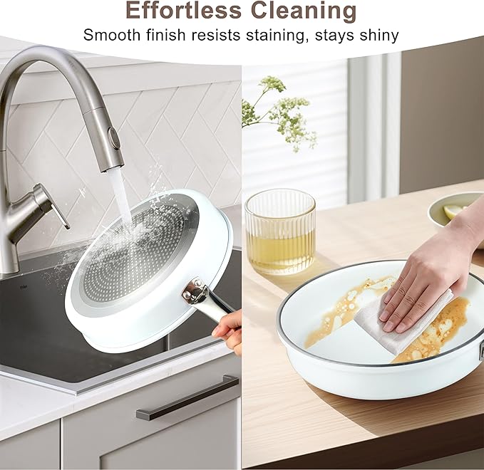 FAB&DELUXE 5Pcs Nonstick Cookware Set, Aluminum Nonstick Pots and Pans with Glass Lids, All Stovetops Compatible, Non-toxic Healthy Kitchen Cooking Sets, PFAS and PFOA Free