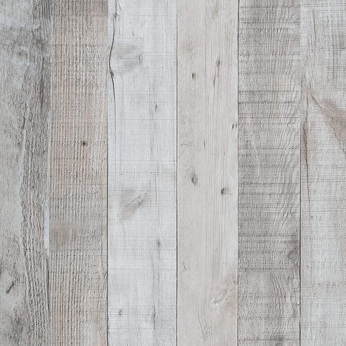Wenmer Grey Wood Shiplap Peel and Stick Wallpaper - 17.71" x 394" Self-Adhesive Wood Plank Wallpaper for Cabinets, Shelves, Drawers, Walls, Doors