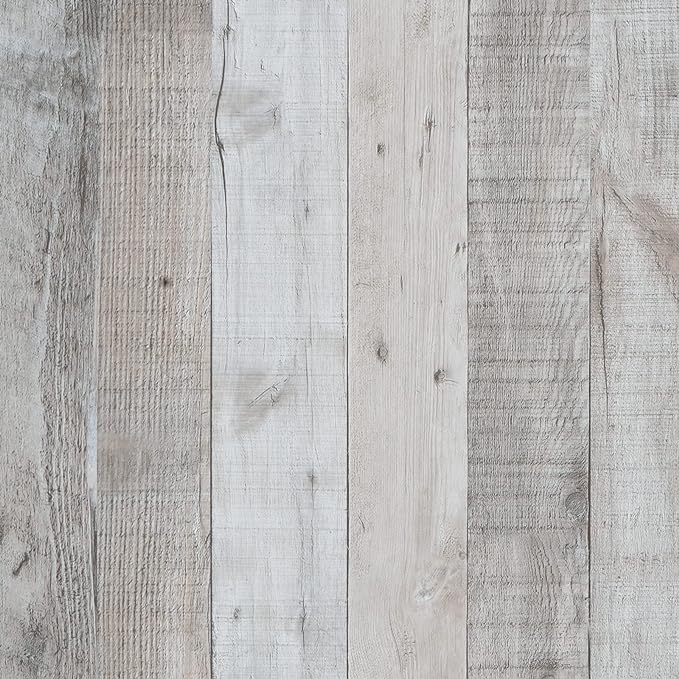 Wenmer Grey Wood Shiplap Peel and Stick Wallpaper - 17.71" x 1181" Self-Adhesive Wood Plank Wallpaper for Cabinets, Kitchen Shelves, Drawers, Doors