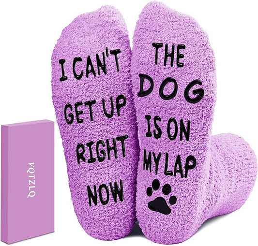 Mothers Day Gifts for Mom Wife Grandma Daughter, Gifts for New Mom Sister, Anniversary, Christmas Gift for Women Mom Dog Lovers, Valentines Day for Her Women, Funny Fuzzy Slipper Socks.