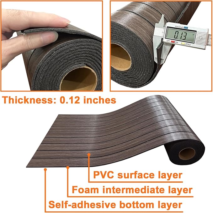 YLL YLL PVC Slat Wall Panel Peel and Stick 118"x 15.7" Faux Smoked Wood Grain Slat Panel Self-Adhesive Wallpaper Soundproof 3D Wall Panels