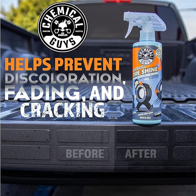 Chemical Guys Tire Kicker Sprayable Extra Glossy Tire Shine (Works on Rubber, Vinyl & Plastic) Safe for Cars, Trucks, Motorcycles, RVs & More, Extra Large Size 32 fl oz