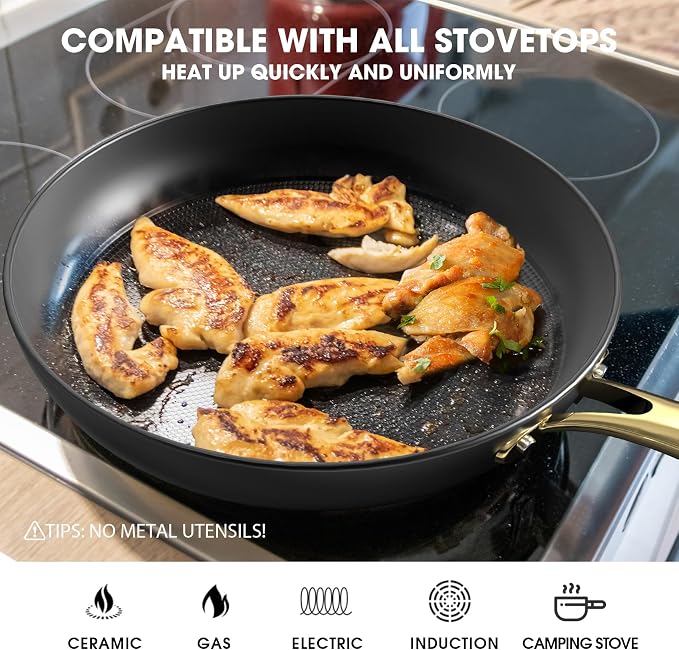 imarku Non stick Frying Pans, Long Lasting 10 Inch Frying Pan, Professional Nonstick Frying Pan Cast Iron Skillet, Stay Cool Handle, Easy Clean Oven Safe Pans, Christmas Gifts for Women/Men | Professional Nonstick Frying Pan Cast Iron Skillet, Stay Coo...