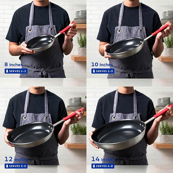 Tramontina Professional 14-Inch Ceramic Non Stick Extra Large Frying Pan | Heavy-Gauge Aluminum Skillet with Ceramic Nonstick Coating, Dishwasher and Oven Safe, Black, Made in Brazil