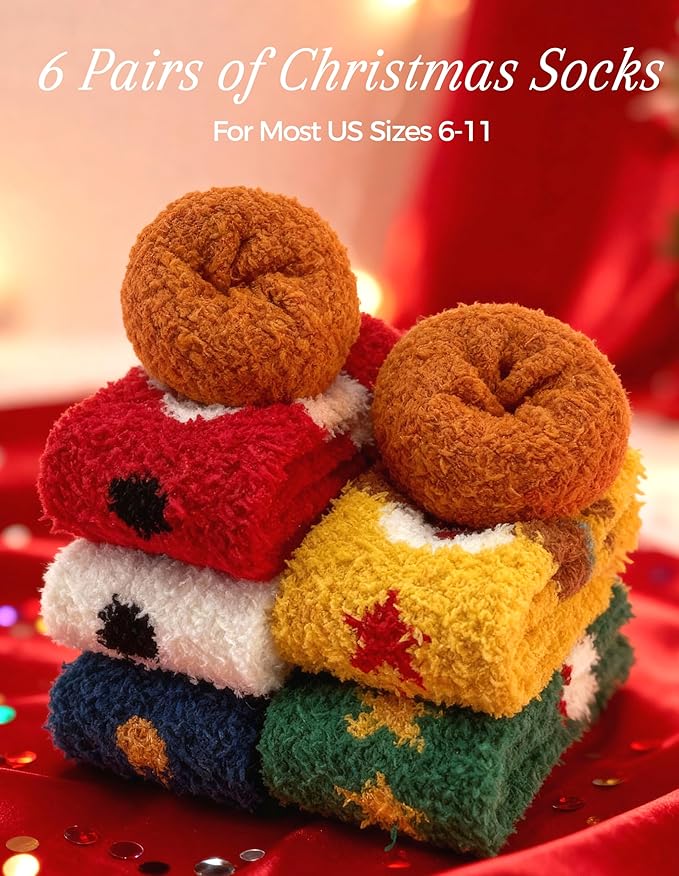 TEHOOK Warm & Cozy Gifts for Women, Fluffy Fuzzy Plush Sleeping Slipper Socks - Soft Warm Fabric