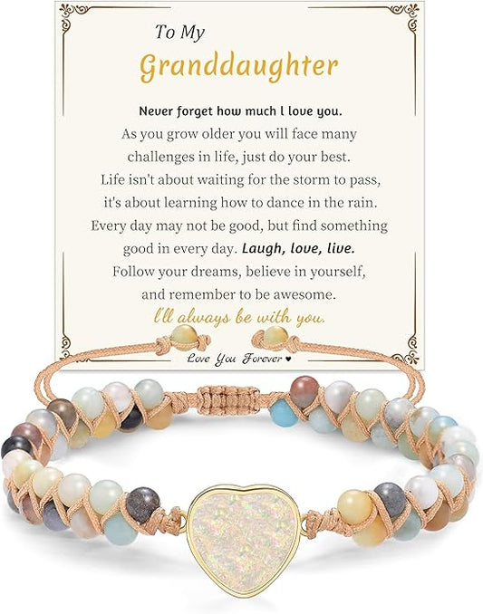 Mothers Day Gifts for Daughter Granddaughter, To My Mom Grandma Wife Girlfriend Sister Jasper Heart Bracelets Birthday Anniversary Christmas Stocking Stuffers Valentines Day Jewelry