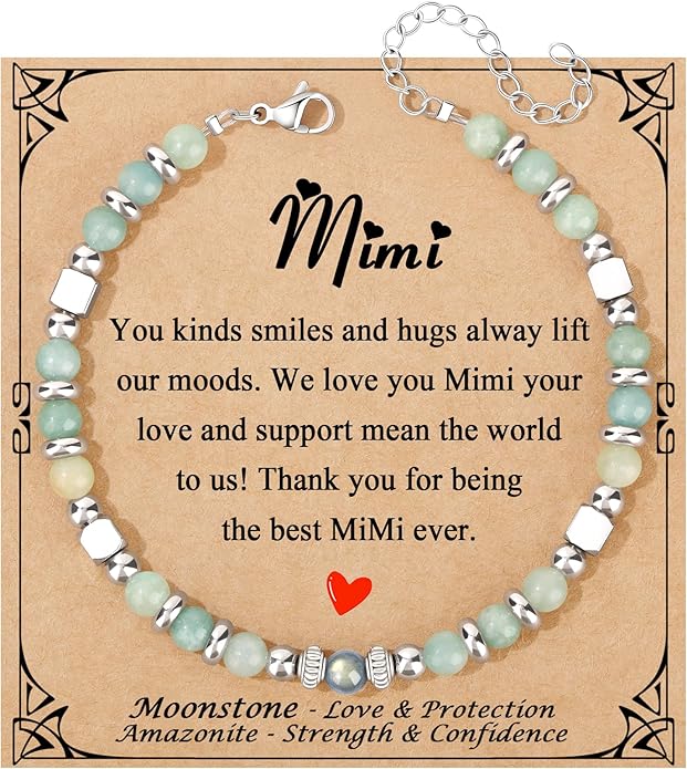 JoycuFF 𝗚𝗶𝗳𝘁𝘀 𝗳𝗼𝗿 𝗪𝗼𝗺𝗲𝗻 𝗠𝗼𝗼𝗻𝘀𝘁𝗼𝗻𝗲 𝗕𝗿𝗮𝗰𝗲𝗹𝗲𝘁 Amazonite Colorful Imperial Jasper Stainless Steel Beads Bracelets, Mothers Day Birthday Christmas Valentines Graduation Gifts