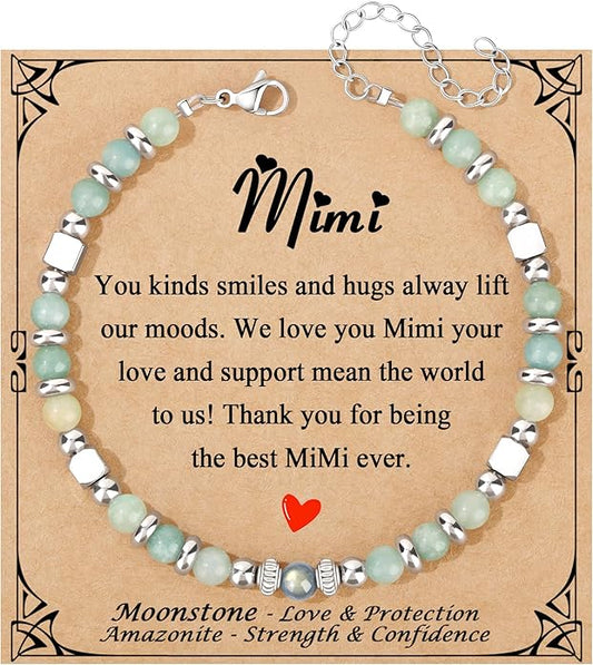 JoycuFF 𝗚𝗶𝗳𝘁𝘀 𝗳𝗼𝗿 𝗪𝗼𝗺𝗲𝗻 𝗠𝗼𝗼𝗻𝘀𝘁𝗼𝗻𝗲 𝗕𝗿𝗮𝗰𝗲𝗹𝗲𝘁 Amazonite Colorful Imperial Jasper Stainless Steel Beads Bracelets, Mothers Day Birthday Christmas Valentines Graduation Gifts