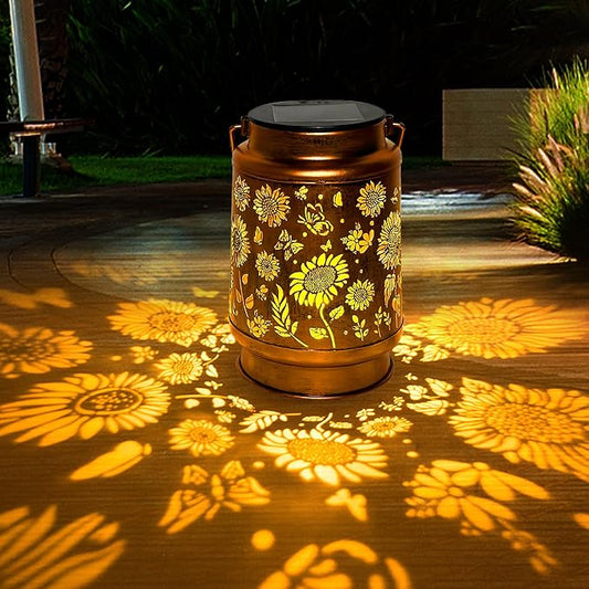 ANYTALK Sunflower Solar Lantern Lights, Outdoor Lanterns Garden Decor, Hanging Solar Lantern for Backyard Porch Patio Table Yard Balcony Lawn Pathway, Gifts for Women Grandma Mom, 1PCS