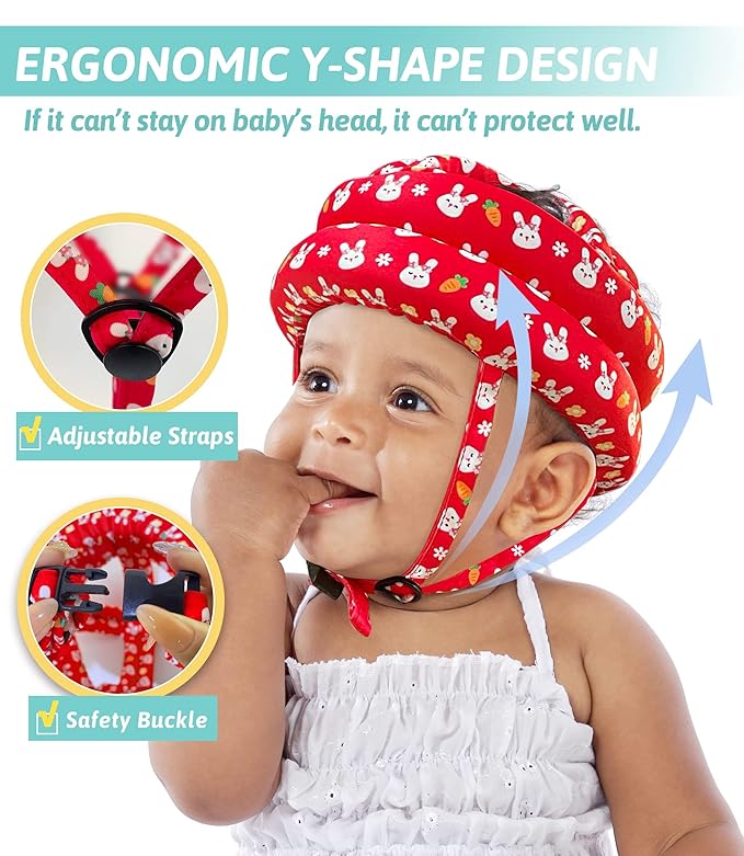 Baby Head Protector - Baby Helmet for Crawling Walking Running - No Bumps and Soft Cushion - Adjustable Protective Cap Infant Baby Safety Headguard - Toddler Helmets 6-12 Months 1-2 Years Old