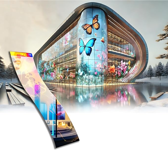 Self-Adhesive LED Flexible Transparent Film Screen for Retail Windows, Storefronts, Glass Doors and Many More for Digital Advertising | Sunlight-Readable Display (P16, 1 Pack Without TB20 Box)