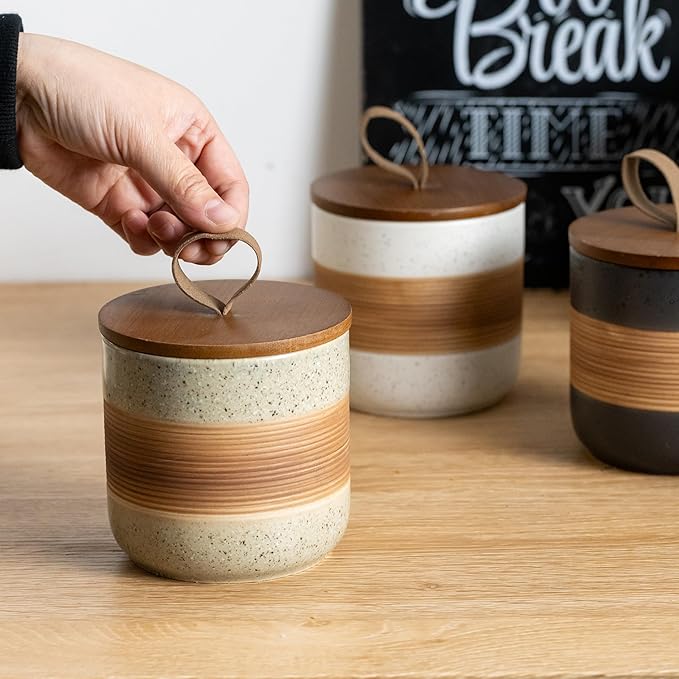 Miamolo Spice Jars with Lid, Coffee Container Kitchen Food Storage Jars for Spice Sugar Tea Bag, Stackable Decorative Canisters for Countertop, 37 fl.oz