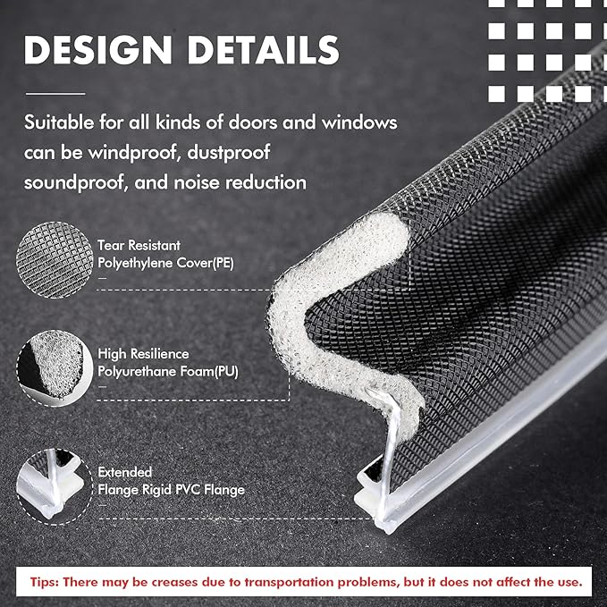 BBTO Weather Stripping Door Seal Exterior Weather Strip for Window V-Shaped Foam Kerf Garage Door Gap Blocker Soundproof Home Improvement Easy to Install(150 Feet,Black)