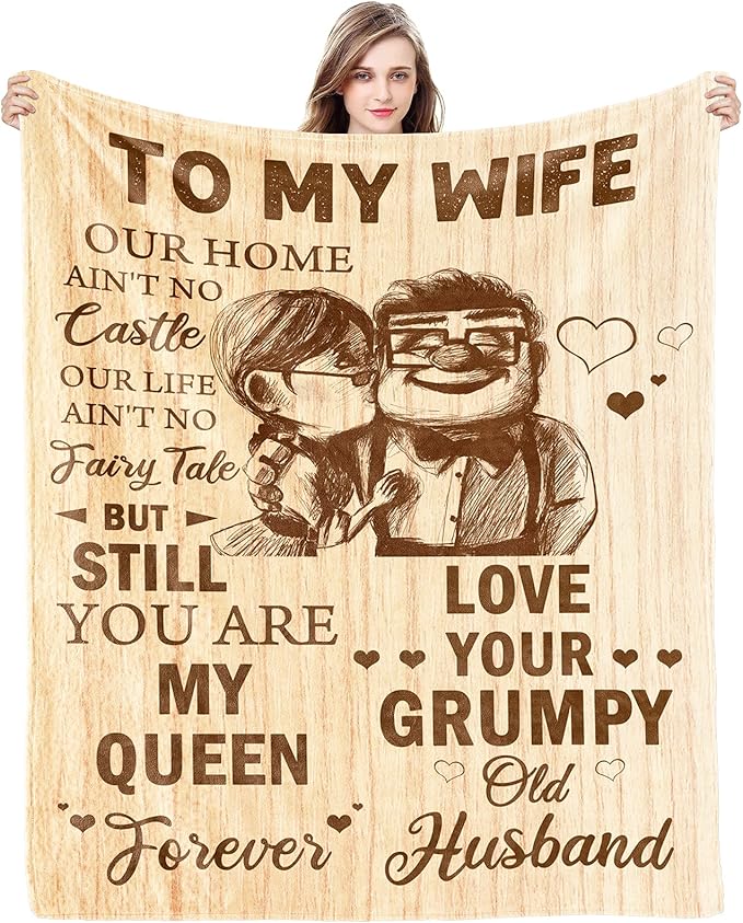 Gift for Wife from Husband to My Wife Blanket Wedding Anniversary Romantic Gifts for Wife Birthday Christmas Valentine's Mother's Day Healing Thoughts Blanket Presents for Her