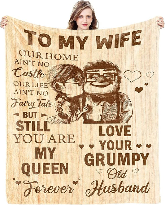 Gift for Wife from Husband to My Wife Blanket Wedding Anniversary Romantic Gifts for Wife Birthday Christmas Valentine's Mother's Day Healing Thoughts Blanket Presents for Her
