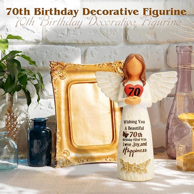 70th Birthday Gifts for Women – Elegant 70th Birthday Angel Figurine, Unique Gift for Grandma, Mother, Sister, or Friends