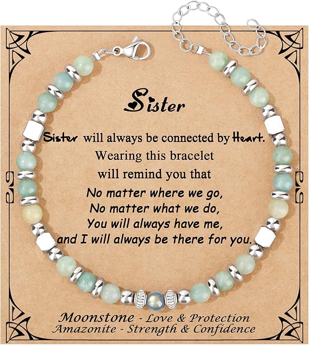 JoycuFF 𝗚𝗶𝗳𝘁𝘀 𝗳𝗼𝗿 𝗪𝗼𝗺𝗲𝗻 𝗠𝗼𝗼𝗻𝘀𝘁𝗼𝗻𝗲 𝗕𝗿𝗮𝗰𝗲𝗹𝗲𝘁 Amazonite Colorful Imperial Jasper Stainless Steel Beads Bracelets, Mothers Day Birthday Christmas Valentines Graduation Gifts