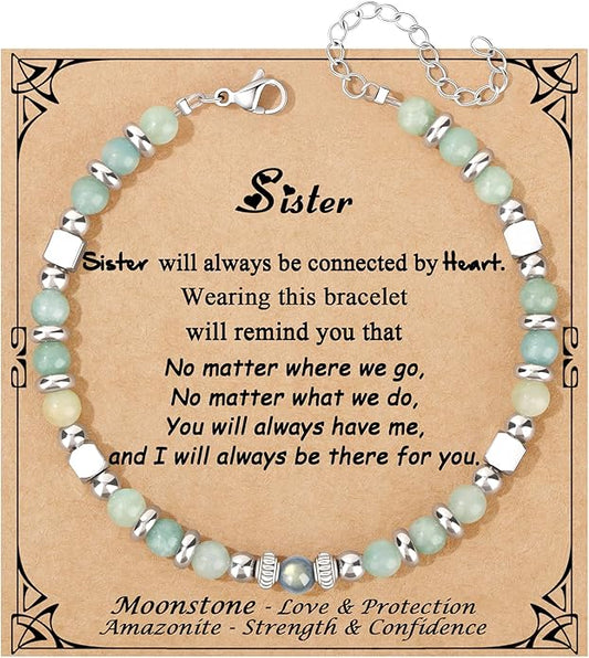 JoycuFF 𝗚𝗶𝗳𝘁𝘀 𝗳𝗼𝗿 𝗪𝗼𝗺𝗲𝗻 𝗠𝗼𝗼𝗻𝘀𝘁𝗼𝗻𝗲 𝗕𝗿𝗮𝗰𝗲𝗹𝗲𝘁 Amazonite Colorful Imperial Jasper Stainless Steel Beads Bracelets, Mothers Day Birthday Christmas Valentines Graduation Gifts