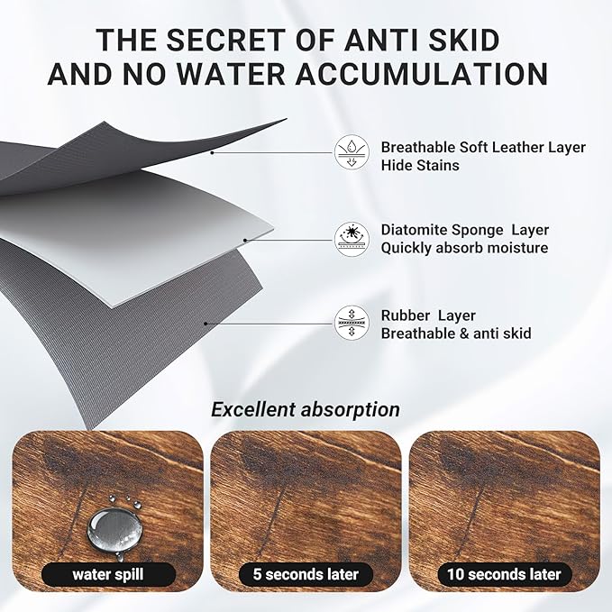 Coffee Mat 24x16 Inch, Wood Grain Coffee Place Mat, Absorbent Hide Stain Rubber Backed Dish Drying Mat for Kitchen Counter, Bar Mats for Countertops, Under Coffee Bar Maker Machine Pot Espresso Staion