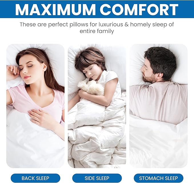 Utopia Bedding Bed Pillows for Sleeping (White), Queen Size, Set of 2, Hotel Pillow, Cooling Pillows for Side, Back or Stomach Sleepers