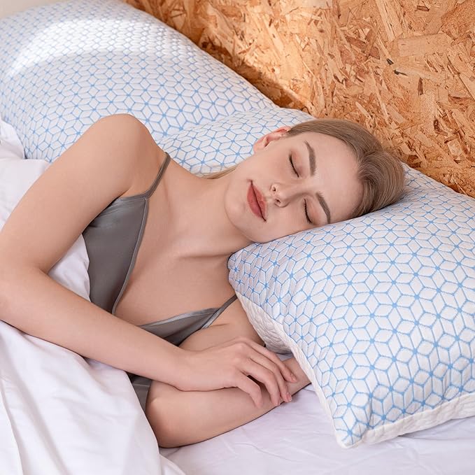 Love Attitude Bed Pillow King Size 1 Pack, Shredded Memory Foam Pillow Adjustable, Cooling Pillow Soft and Supportive for Side Back Stomach Sleepers