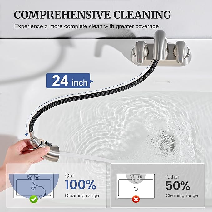 Ultimate Unicorn Pull Down Bathroom Sink Faucet - Anti-Splash Brushed Nickel 4 Inch Centerset Vanity Faucets 3 Hole with Pop Up Drain, Two Handle Modern Washbasin Tap Set with Sprayer for Rv Restroom