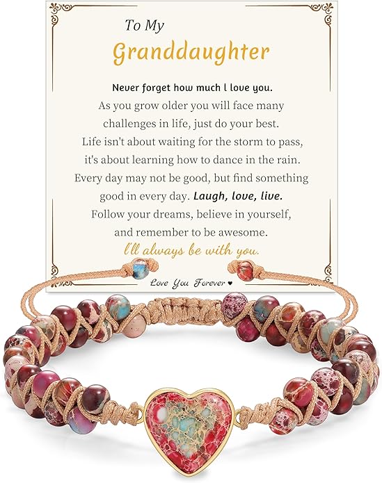 Mothers Day Gifts for Daughter Granddaughter, To My Mom Grandma Wife Girlfriend Sister Jasper Heart Bracelets Birthday Anniversary Christmas Stocking Stuffers Valentines Day Jewelry