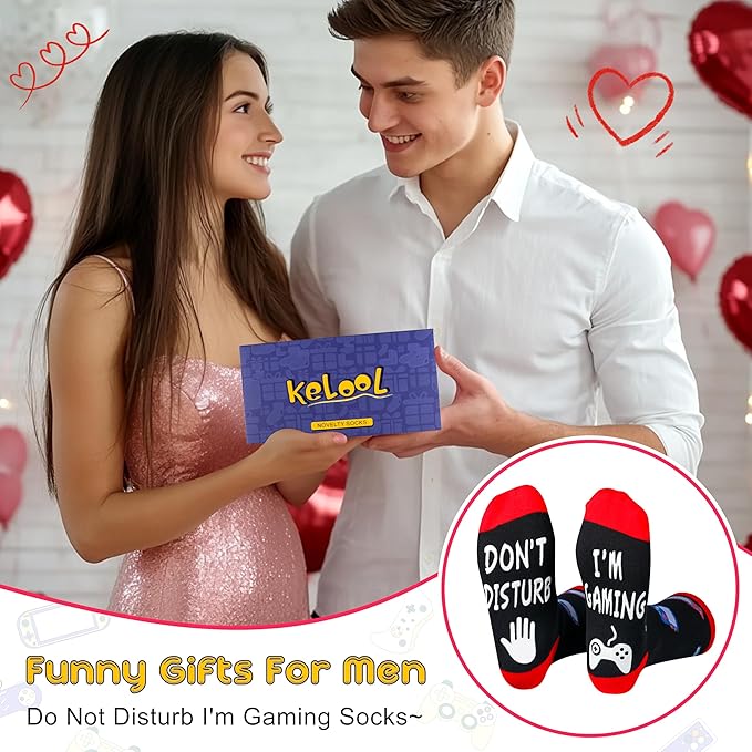 Kelool Do Not Disturb I'm Gaming Socks,Men Gifts for Men Teen Boys Dad Son Kid St Patricks Day Father Mothers Day Socks Gifts
