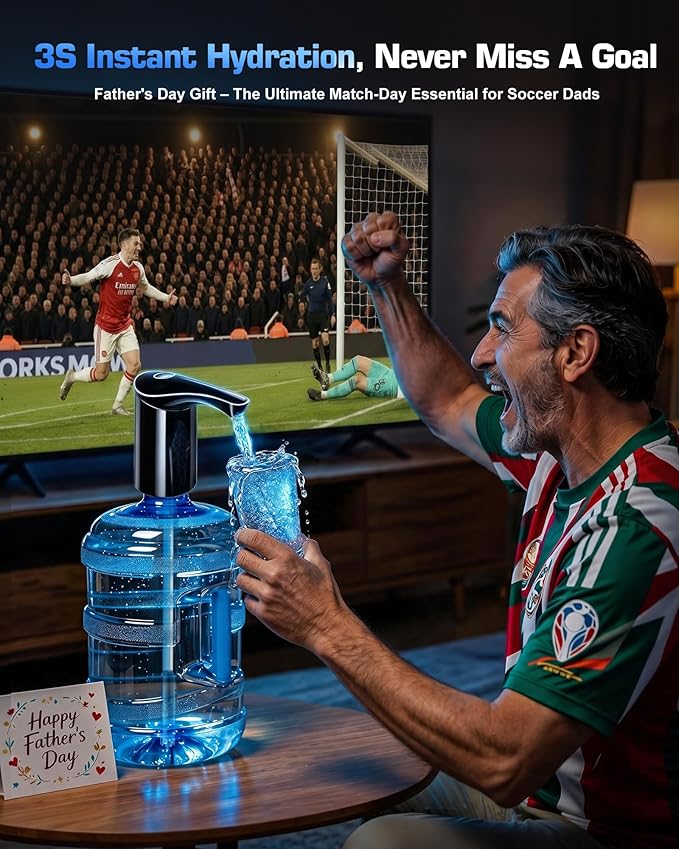 【Highest-Output】 Water Dispenser for 5 Gallon Jug, Electric USB C Water Pump Bottle Whisper-Quiet,Portable Automatic Drinking Jug Pump Rechargeable for Home Office Camping/World Cup Viewing Party