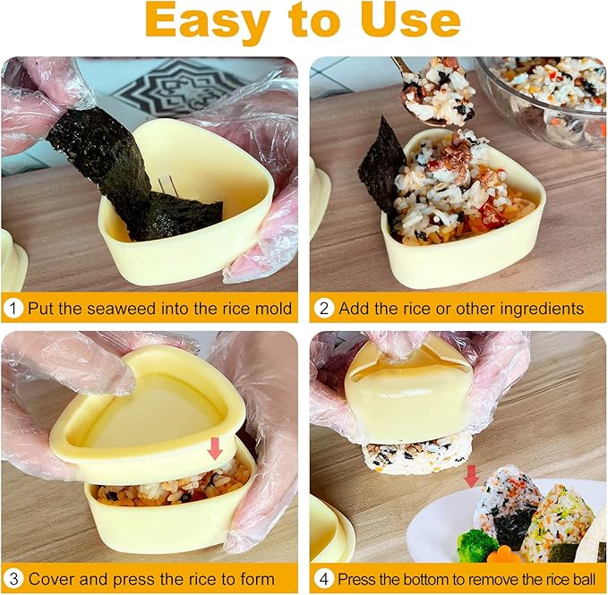 TAORISH Onigiri Mold, 8 Pcs Rice Mold Musubi Maker Kit, Musubi Maker Press Mold, Classic Triangle Rice Ball Mold Maker Sushi Mold for Kid Lunch Bento, Home DIY, Standard