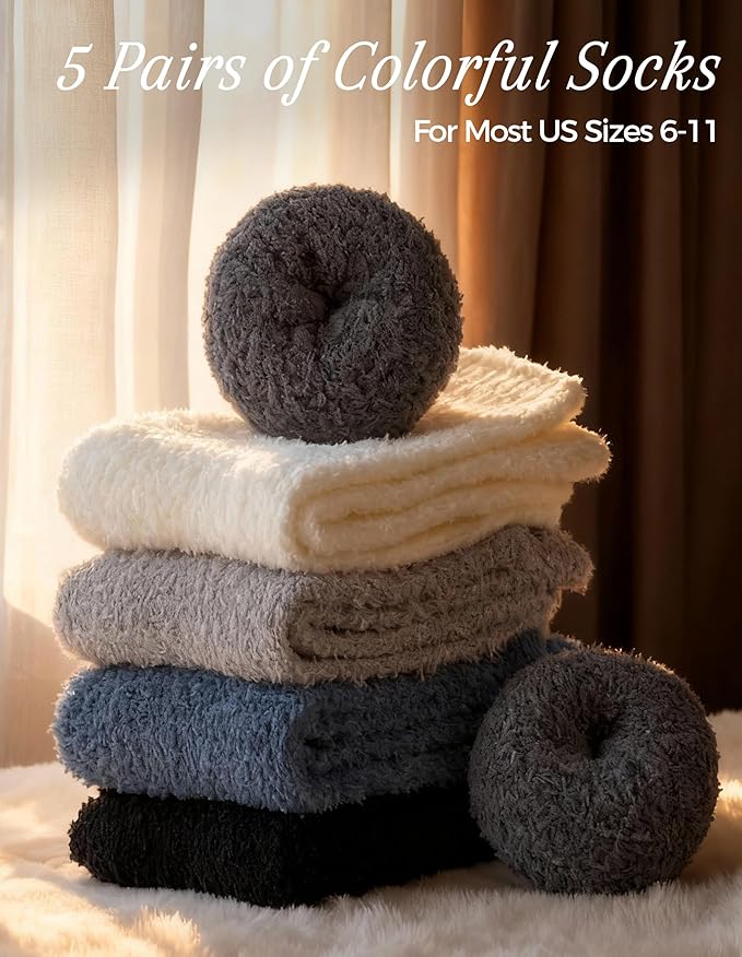 TEHOOK Warm & Cozy Gifts for Women, Fluffy Fuzzy Plush Sleeping Slipper Socks - Soft Warm Fabric