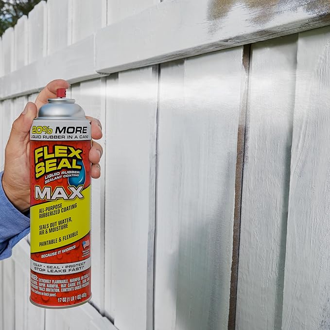 Flex Seal MAX, 17 oz, 1-Pack, Black, Stop Leaks Instantly, Waterproof Rubber Spray On Sealant Coating, Perfect for Gutters, Wood, RV, Campers, Roof Repair, Skylights, Windows, and More