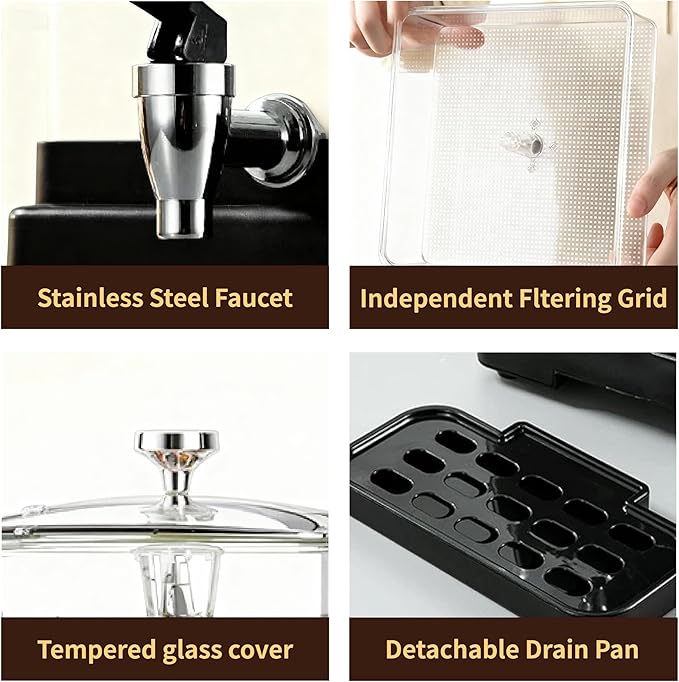 Commercial Coffee Urn Hot Beverage Dispenser Coffee Maker, Food-grade Plastic 10 L 65 Cups, Hot Chocolate Machine, Electric Percolator for Catering Hot Water for Hot Cocoa, Drink, Tea, Juice