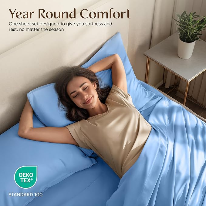 Utopia Bedding Twin Sheet Set – 3 Piece Bed Sheets for Twin Size Bed, Soft and Breathable Microfiber, Includes 1 Fitted Sheet, 1 Flat Sheet and 1 Pillowcase – Oeko Tex (Dutch Blue)