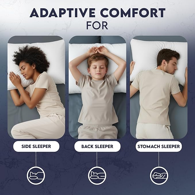 Utopia Bedding Down Alternative Bed Pillows for Sleeping Queen Size (White), Set of 2, Soft & Fluffy Pillow with Cooling, Hotel Quality, Gusseted Pillow for Back, Stomach or Side Sleepers