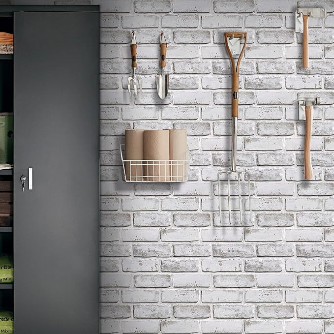 COMSTICKC 3D Faux Brick Wall Panel Peel and Stick, 10 Pcs of 12"X12", Small Size, Ultra-Light PVC Fake Brick Decorative Tiles Backsplash, Paintable, Not Real Brick (Whitewash -2)