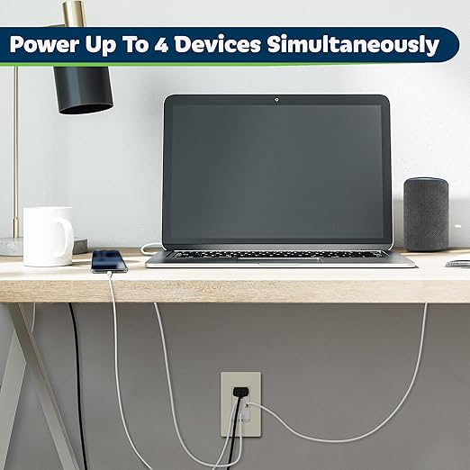 TOPGREENER 2-Port USB Outlet, Type C USB Wall Outlet, 15 Amp TR Receptacle Plug, Charging Power Outlet with USB Ports, Wall Plate Included, TU21536AC-LA-2PCS, Light Almond, 2 Pack