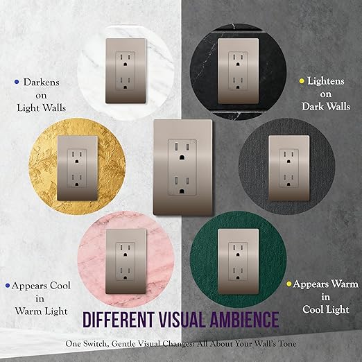 ENERLITES Elite Series Decorator Receptacle Outlet, Child Safe, Tamper-Resistant, Self-Grounding, Residential Grade, 15A 125V, UL Listed, 61501-TR-NKWP, Nickel With Wall Plate