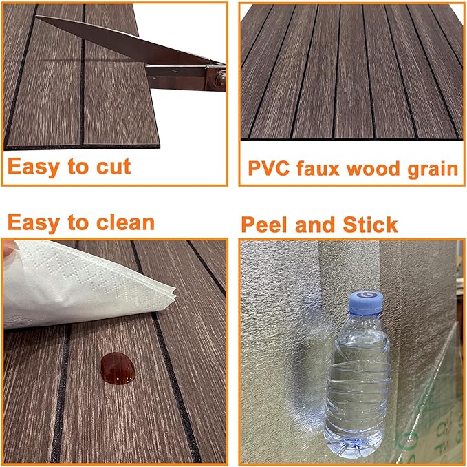 YLL YLL PVC Slat Wall Panel Peel and Stick 118"x 15.7" Faux Smoked Wood Grain Slat Panel Self-Adhesive Wallpaper Soundproof 3D Wall Panels