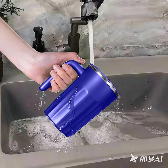 Drink Stirrer,Self Stirring Mug,Self Stirring Coffee Mug,Suitable for Coffee, Milk, Cocoa and Other Beverages Stainless Steel Vacuum Insulated Tumbler with Lid (Blue, 12 Ounces)