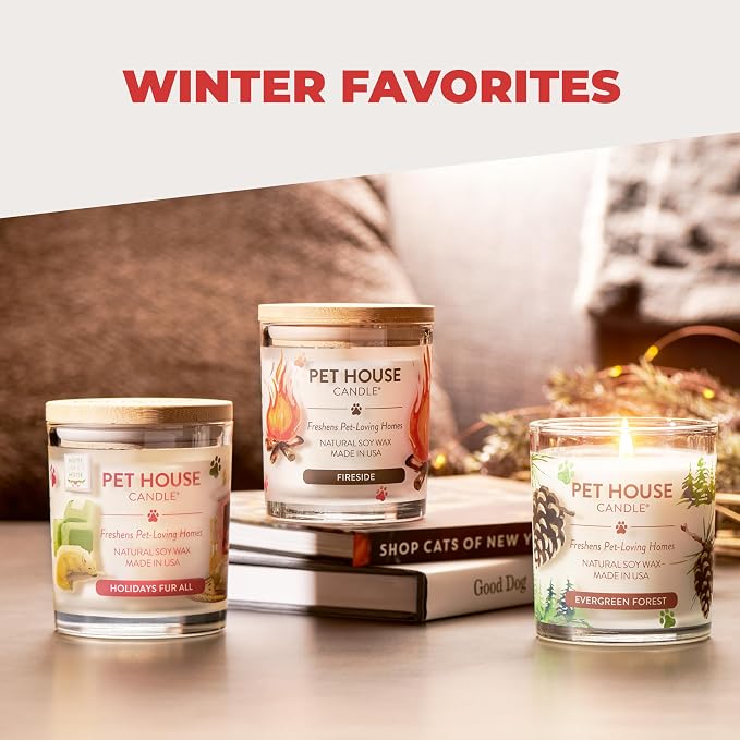 One Fur All Pet House Candle 2 Pack - Plant-Based/Soy - Clean Burning Scented, Long Lasting Pet Odor Candle for Home - Vanilla Sandalwood, Vanilla Creme Brulee
